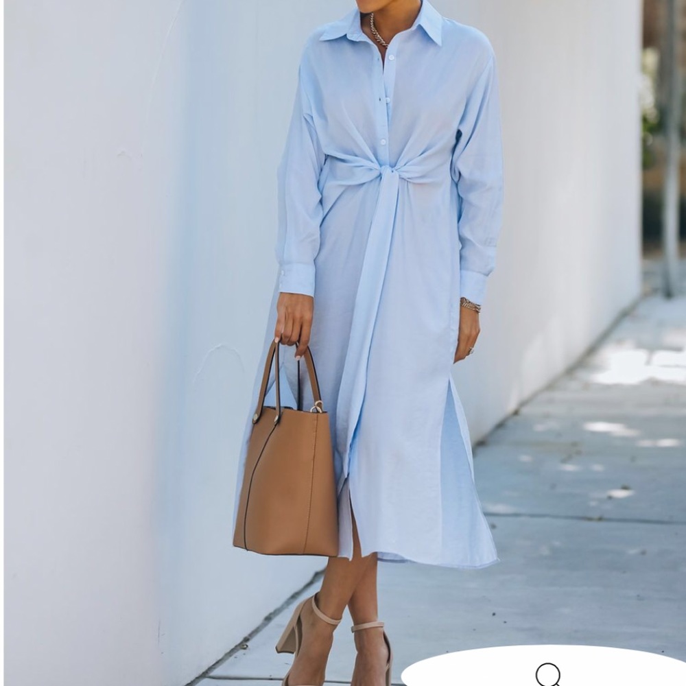 Vici sun valley tie knot midi shirt dress